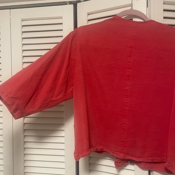 Vintage Norm Thompson strawberry-coloured tencel shrug-style overshirt, S/M - Picture 4 of 6